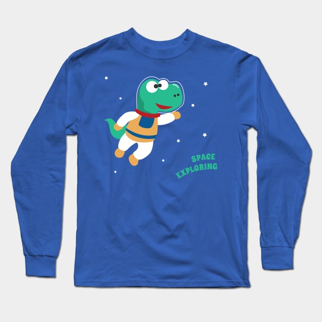 Funny dinosaur in space. Dinosaur in outer space Long Sleeve T-Shirt by KIDS APPAREL